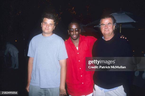 Arthur Demarchelier, Sean Combs and Patrick DeMarchelier attend Puffy's Fourth of July Party at Sean Combs' House on July 2, 2000 in East Hampton, NY.