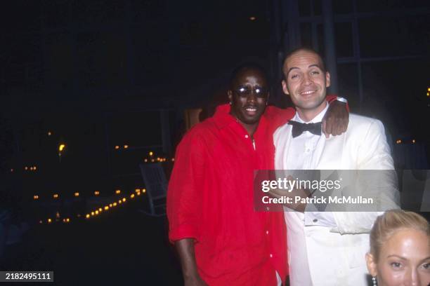 Sean Combs and Billy Zane attend Puffy's Fourth of July Party at Sean Combs' House on July 2, 2000 in East Hampton, NY.
