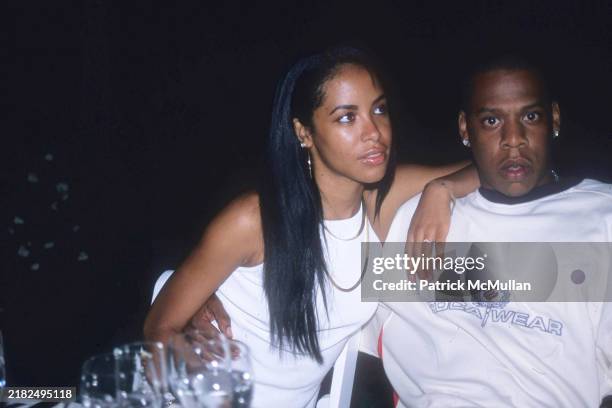 Aaliyah and Jay-Z attend Puffy's Fourth of July Party at Sean Combs' House on July 2, 2000 in East Hampton, NY.