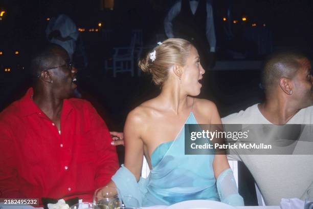Sean Combs, Jennifer Lopez and Benny Medina attend Puffy's Fourth of July Party at Sean Combs' House on July 2, 2000 in East Hampton, NY.