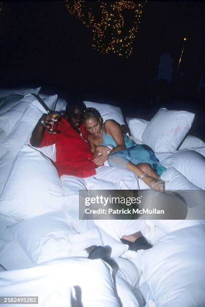 Sean Combs and Jennifer Lopez attend Puffy's Fourth of July Party at Sean Combs' House on July 2, 2000 in East Hampton, NY.