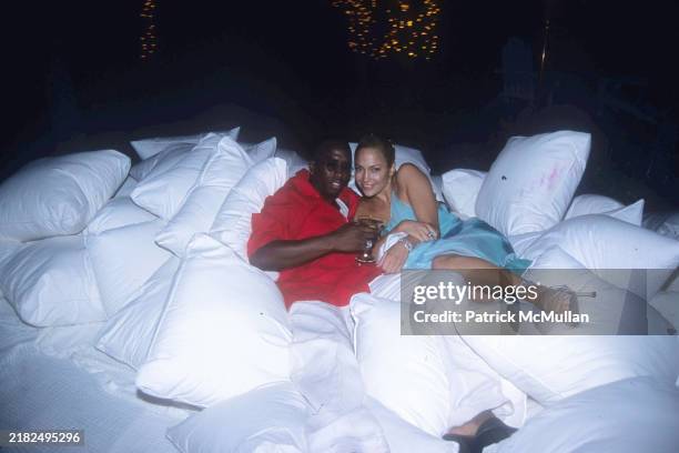 Sean Combs and Jennifer Lopez attend Puffy's Fourth of July Party at Sean Combs' House on July 2, 2000 in East Hampton, NY.