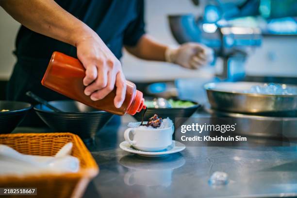 preparing cendol, south east asian dessert with it's ingredients - coconut curry soup stock pictures, royalty-free photos & images