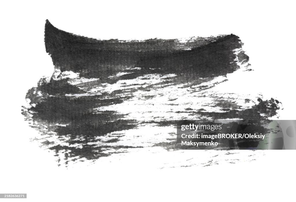 Abstract brush strokes with black calligraphy ink on white rice paper