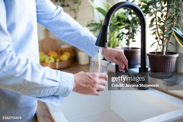 start morning with fresh water - kitchen sink stock pictures, royalty-free photos & images