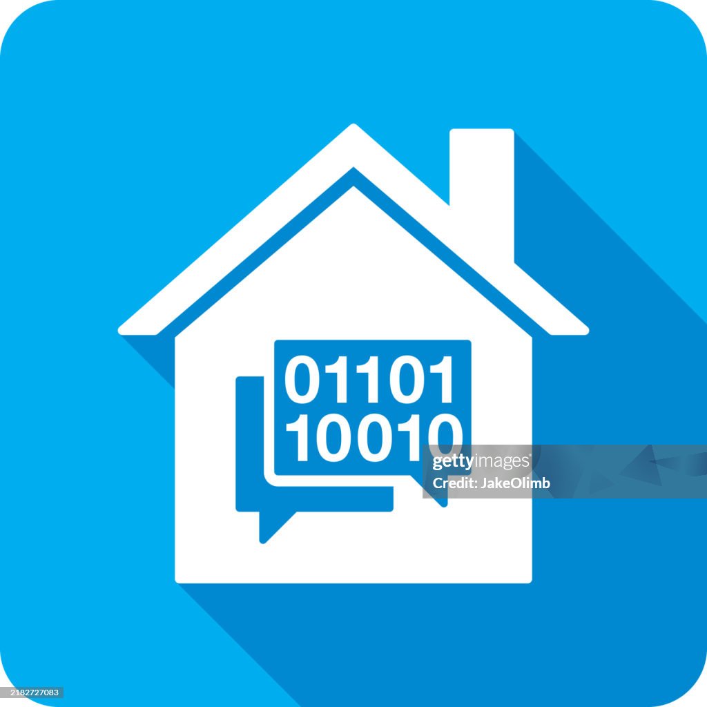 House Binary Speech Bubbles Icon Silhouette