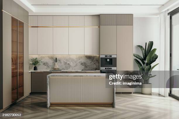 moderne küche in luxus-haus - hängelampe stock-fotos und bilder