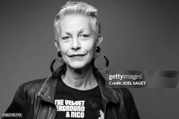Portuguese-Belgian singer and actress Lio poses during a photo session in Paris on November 7, 2024.