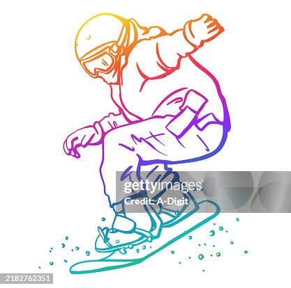 SnowboarderCatchingAirRainbow SnowboarderCatchingAirRainbow