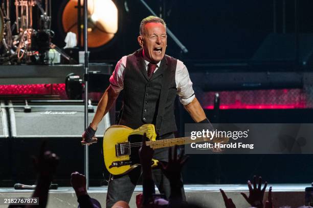 Bruce Springsteen performs with the E Street Band at Scotiabank Arena on November 03, 2024 in Toronto, Ontario.