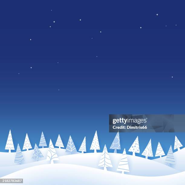christmas card template with empty space for your message - snow scene stock illustrations