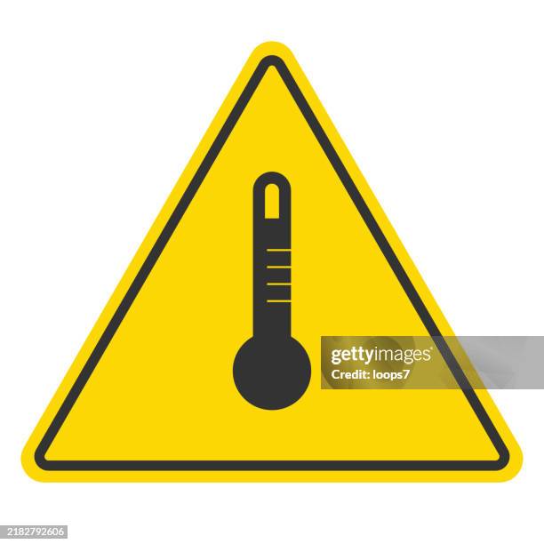 high temperature warning sign - forest fire stock illustrations