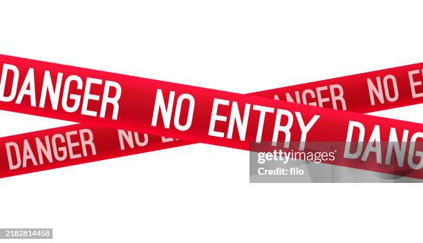 danger no entry red warning barricade tape - accidental death stock illustrations