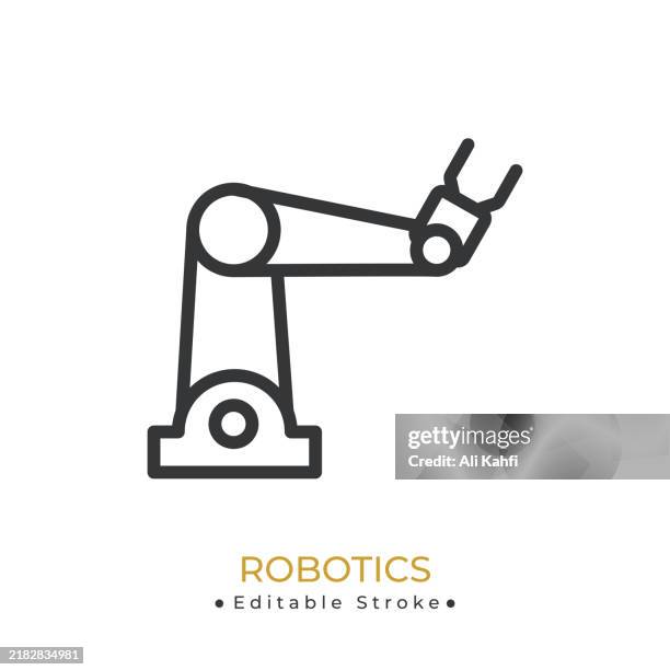 robotics glyph line icon. thin line icon that can be applied anywhere, simple, pixel perfect and modern style - quantum computing icons stock illustrations
