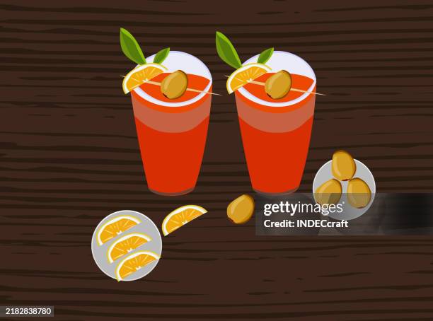 caesar cocktail - garnish stock illustrations