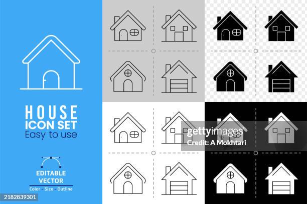 ilustraciones, imágenes clip art, dibujos animados e iconos de stock de icono de la casa simple y diverso. - roofing-clip-art