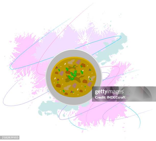yellow peas soup with grunge - split pea soup stock illustrations