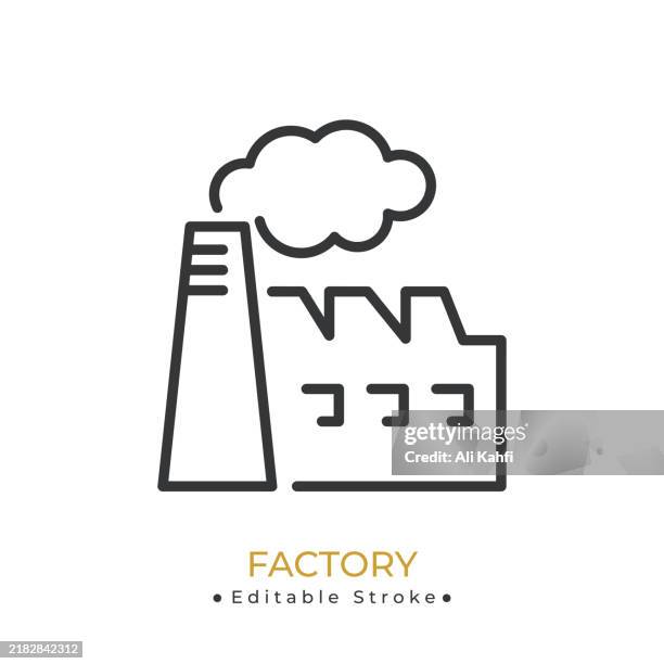 factory glyph line icon. thin line icon that can be applied anywhere, simple, pixel perfect and modern style - warehouse robots stock illustrations