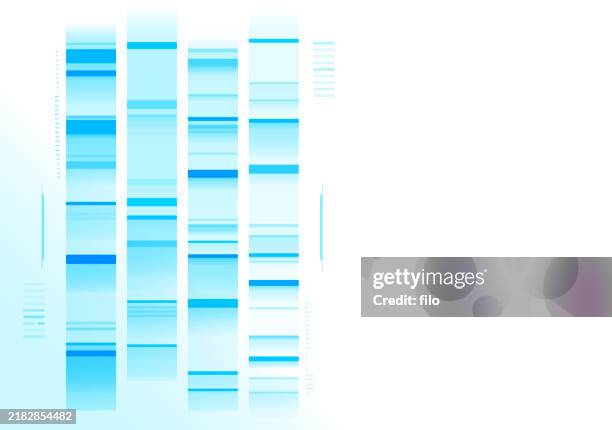 ilustraciones, imágenes clip art, dibujos animados e iconos de stock de antecedentes abstractos de la biotecnología de dna gel run - biochip equipo de laboratorio