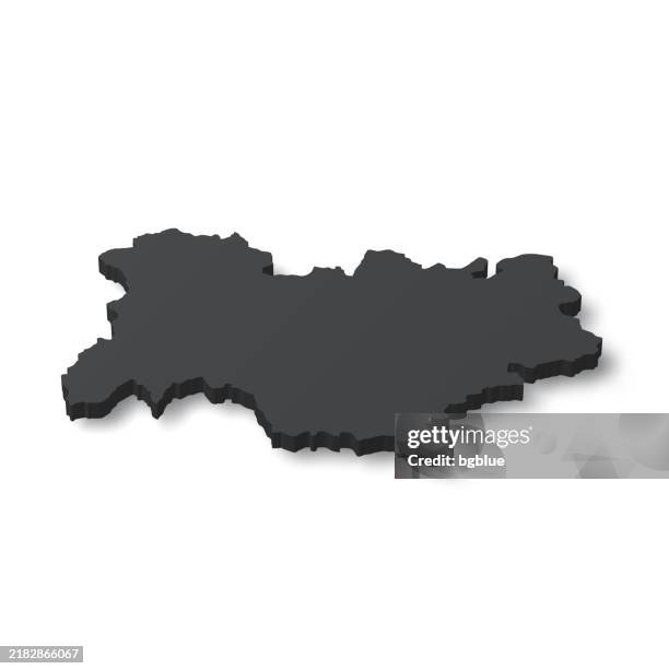 auvergne rhone alpes - 3d black map on white background - lyon stock illustrations