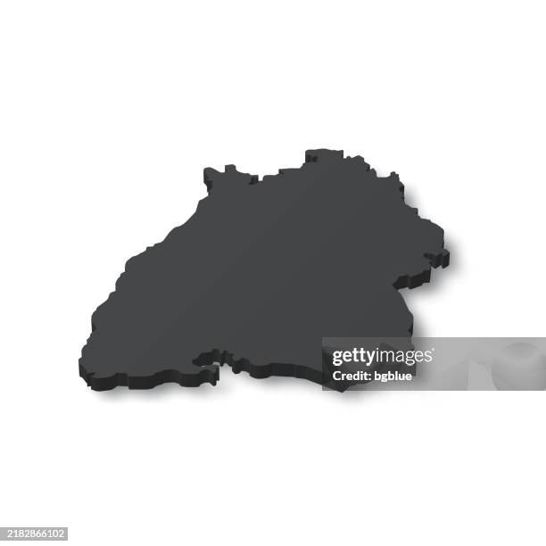 baden-wurttemberg - 3d black map on white background - stuttgart stock illustrations