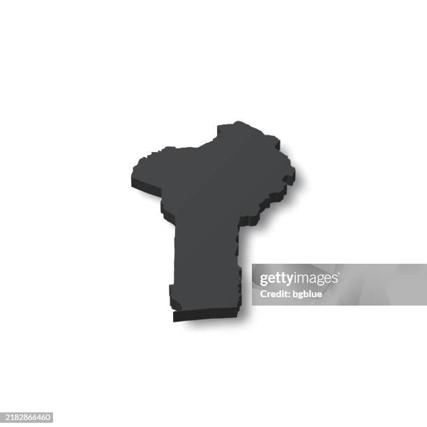 ilustrações de stock, clip art, desenhos animados e ícones de benin - 3d black map on white background - porto novo
