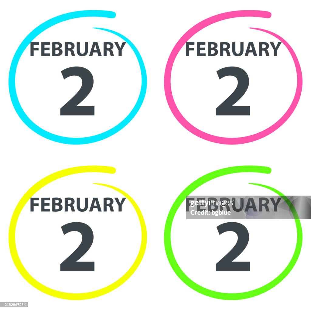 2feb February 2 Date Circled In Highlight On White Background High-Res ...