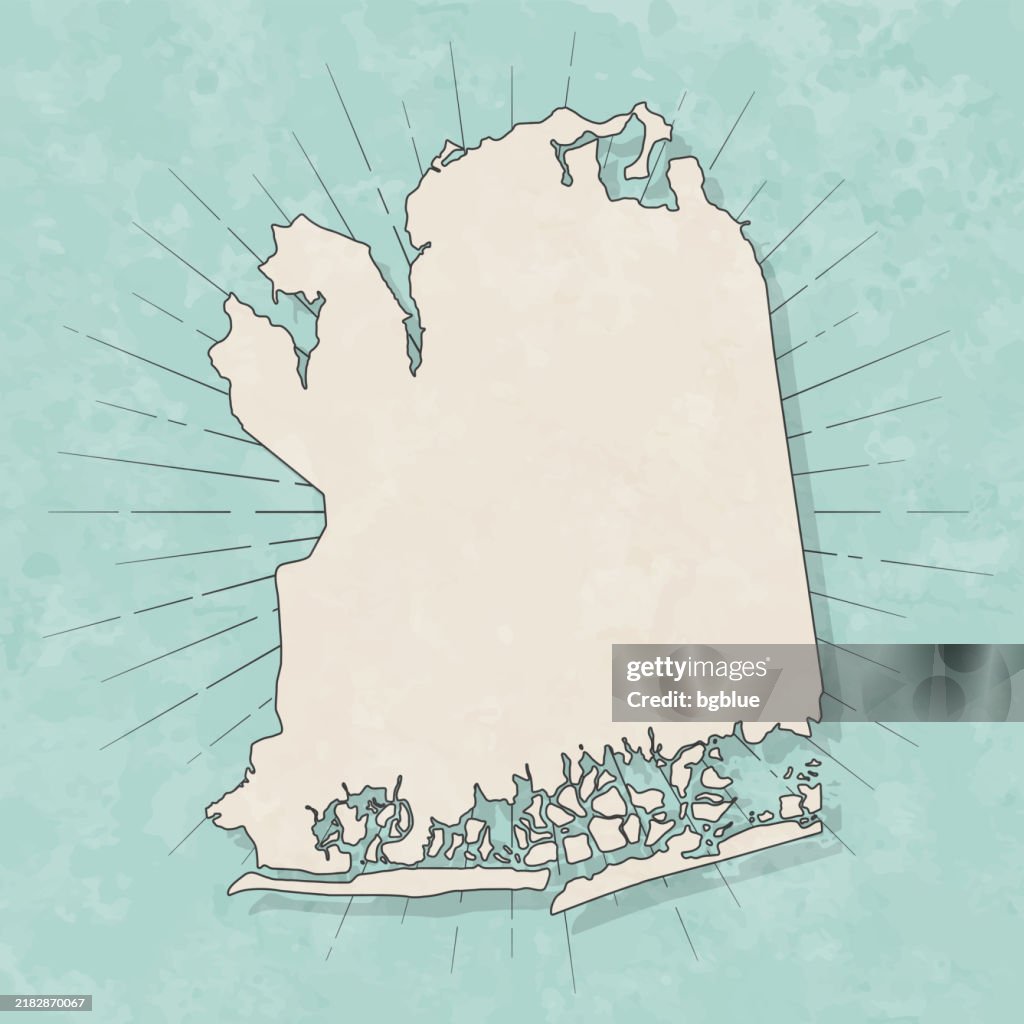 Contea di Nassau, New York. Mappa in stile retrò vintage - Vecchia carta ruvida