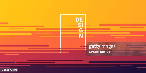 ilustraciones, imágenes clip art, dibujos animados e iconos de stock de diseño abstracto con líneas horizontales y degradado naranja - fondo de moda - movimiento