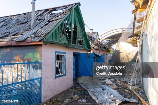General view of damaged settlements after Russian missile attacks in Zaporizhzhia, Ukraine on November 07, 2024. It was reported that two people were...