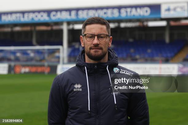 Anthony Limbrick is the new Hartlepool United Head Coach during the unveiling of the new Hartlepool United Management Team at The Prestige Group...