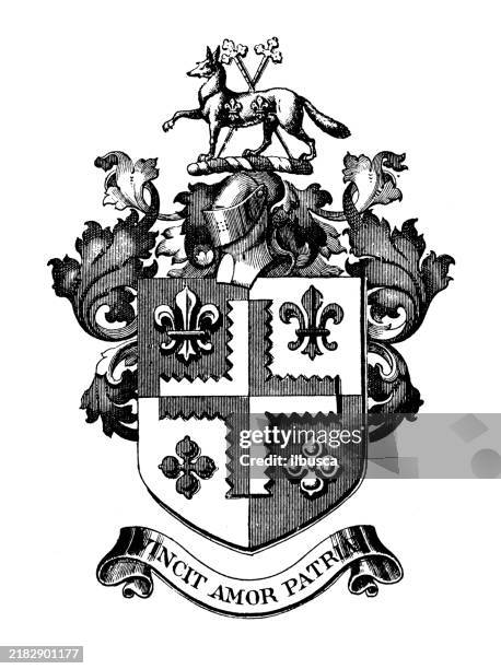heraldry coat of arms emblem: edward ashworth - fox stock illustrations