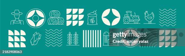 farming and agriculture concept, line style vector illustration - forest animals stock illustrations