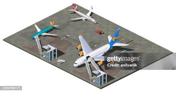 planes before departure - boarding bridge stock illustrations