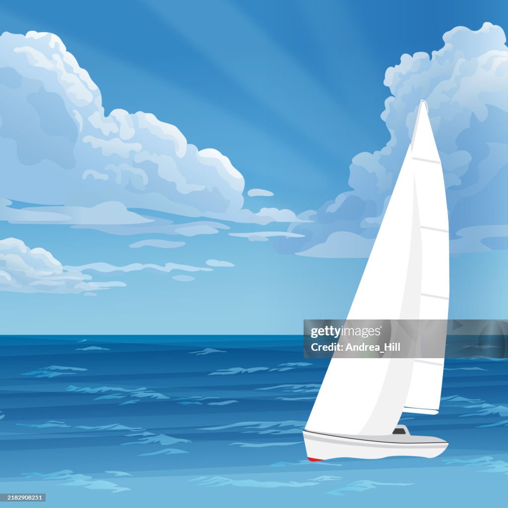 Vintage Vector Sailing Illustration