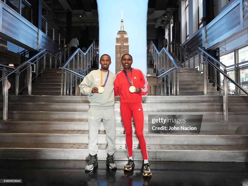 Winners of the TCS New York City Marathon Visit the Empire State Building