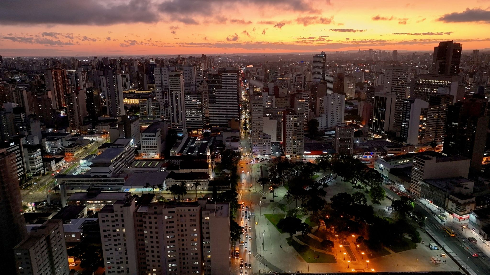 Sunset Skyline At Curitiba In Parana Brazil. Southern Region Of Brazil. Sunset Skyline At Curitiba In Parana Brazil. Southern Region Of Brazil.