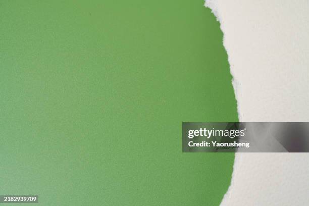 torn paper frame,green against white background,copy space - white construction paper texture stock pictures, royalty-free photos & images