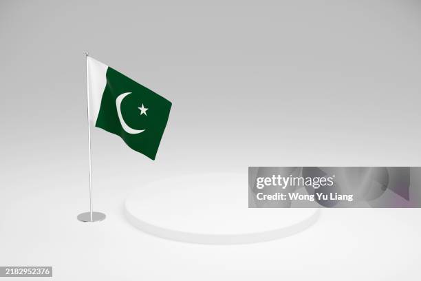 pakistan flag template, on white podium - pakistan flag stock pictures, royalty-free photos & images