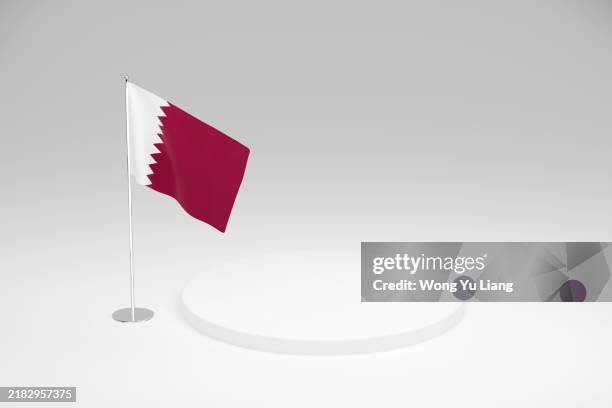 qatar flag template, on white podium - qatari flag stock pictures, royalty-free photos & images