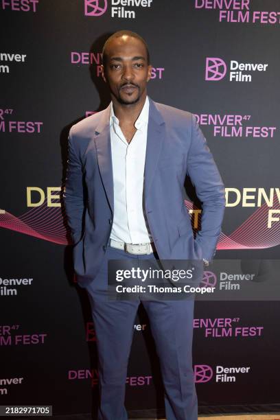 Anthony Mackie attends the 47th Denver Film Festival: Screening and Q&A of "Elevation" with Anthony Mackie and Director George Nolfi at MCA Denver at...