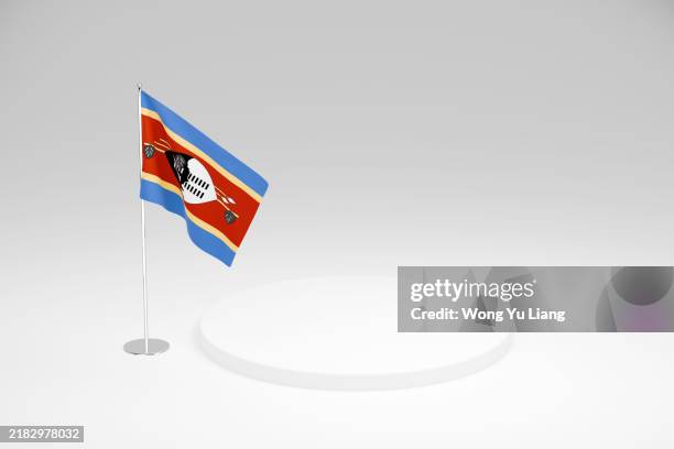 eswatini flag template, on white podium - swazi heritage stock pictures, royalty-free photos & images