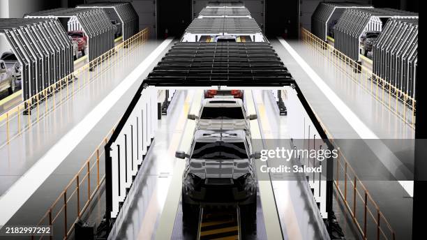 neue autos im werk - nutzfahrzeug stock-fotos und bilder