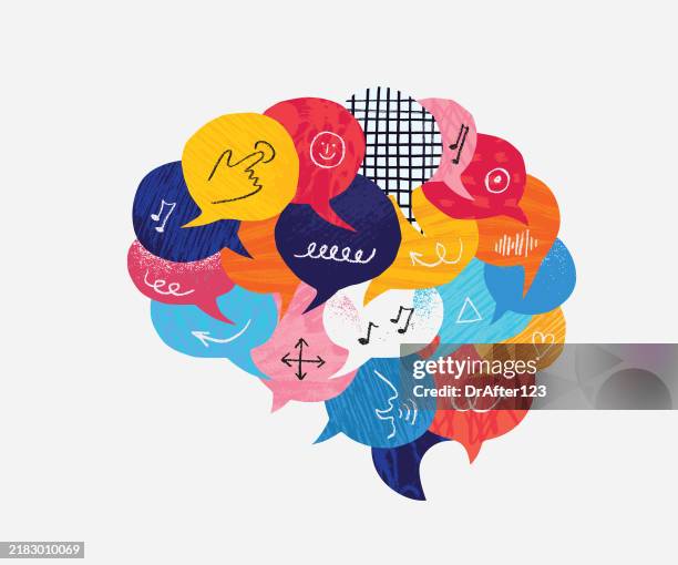 stockillustraties, clipart, cartoons en iconen met stimulate baby's brain development - luisteren