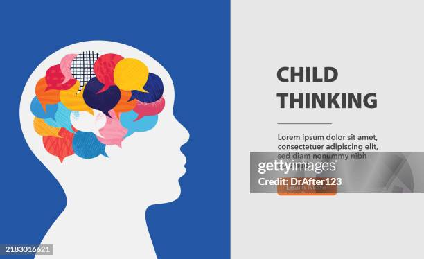 child thinking concept web banner - child development stock illustrations
