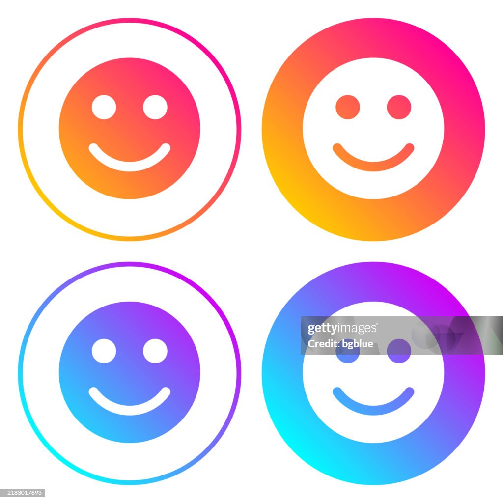 Smile - Happy face emoji. Round icons with color gradients