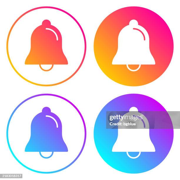 bell. round icons with color gradients - push notification stock illustrations