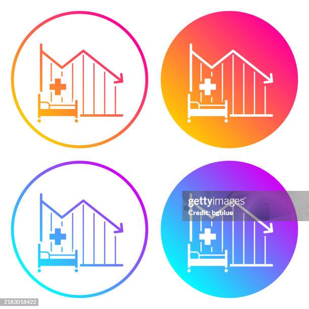 chart of decreased hospital bed capacity. round icons with color gradients - basic life support stock illustrations