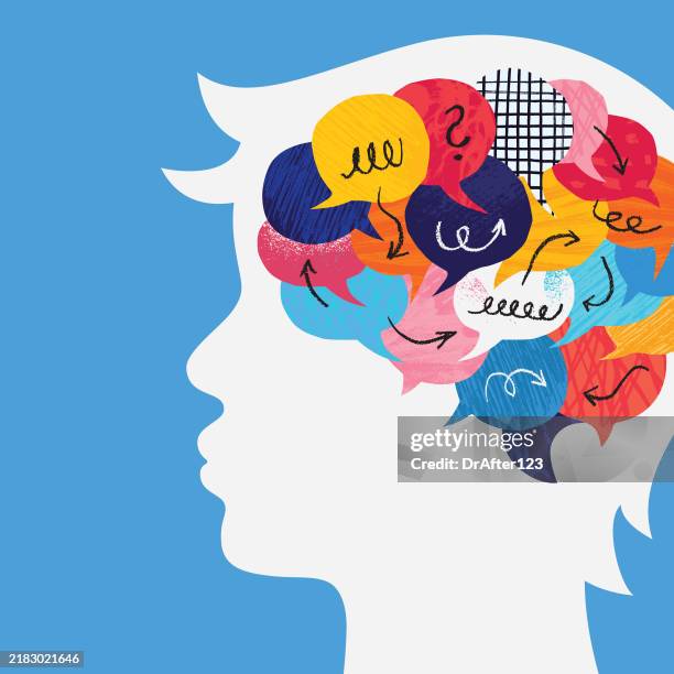 illustrazioni stock, clip art, cartoni animati e icone di tendenza di concetto di pensiero infantile - incoraggiamento