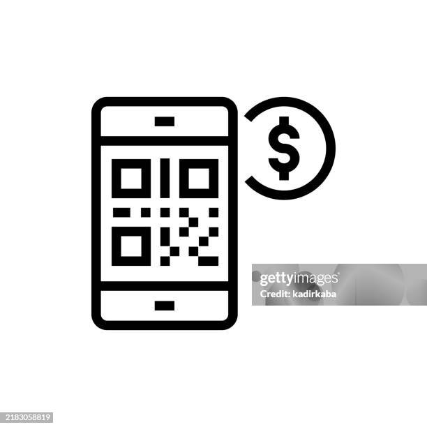 contactless payment and qr code payment line icon. - billing and coding icon stock illustrations